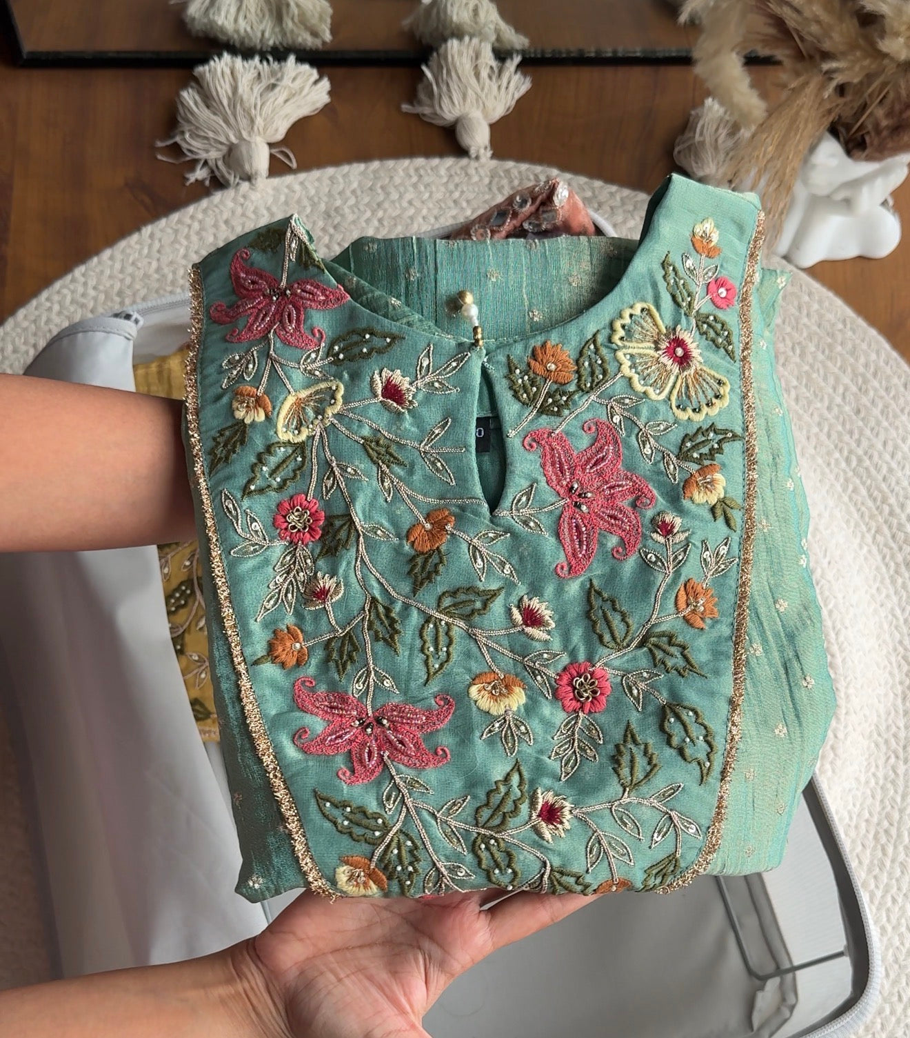 Handwork Tissue Dress- Equa Blue