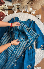 Dhun Short Kurta With Tissue Plazzo And Dupatta Dress-Blue