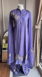 Sampada Applique Patchwork Dress- Lilac