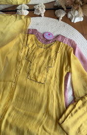 Akshara naksh neckline dress- Yellow