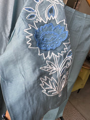 Lili Embroided Work Dress- Sky Blue