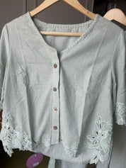 Neha Cut Work Coord Set- Mint Green