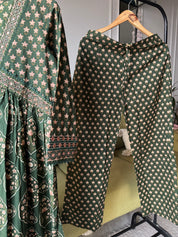 Niyati Cotton Anarkali Dress- Green