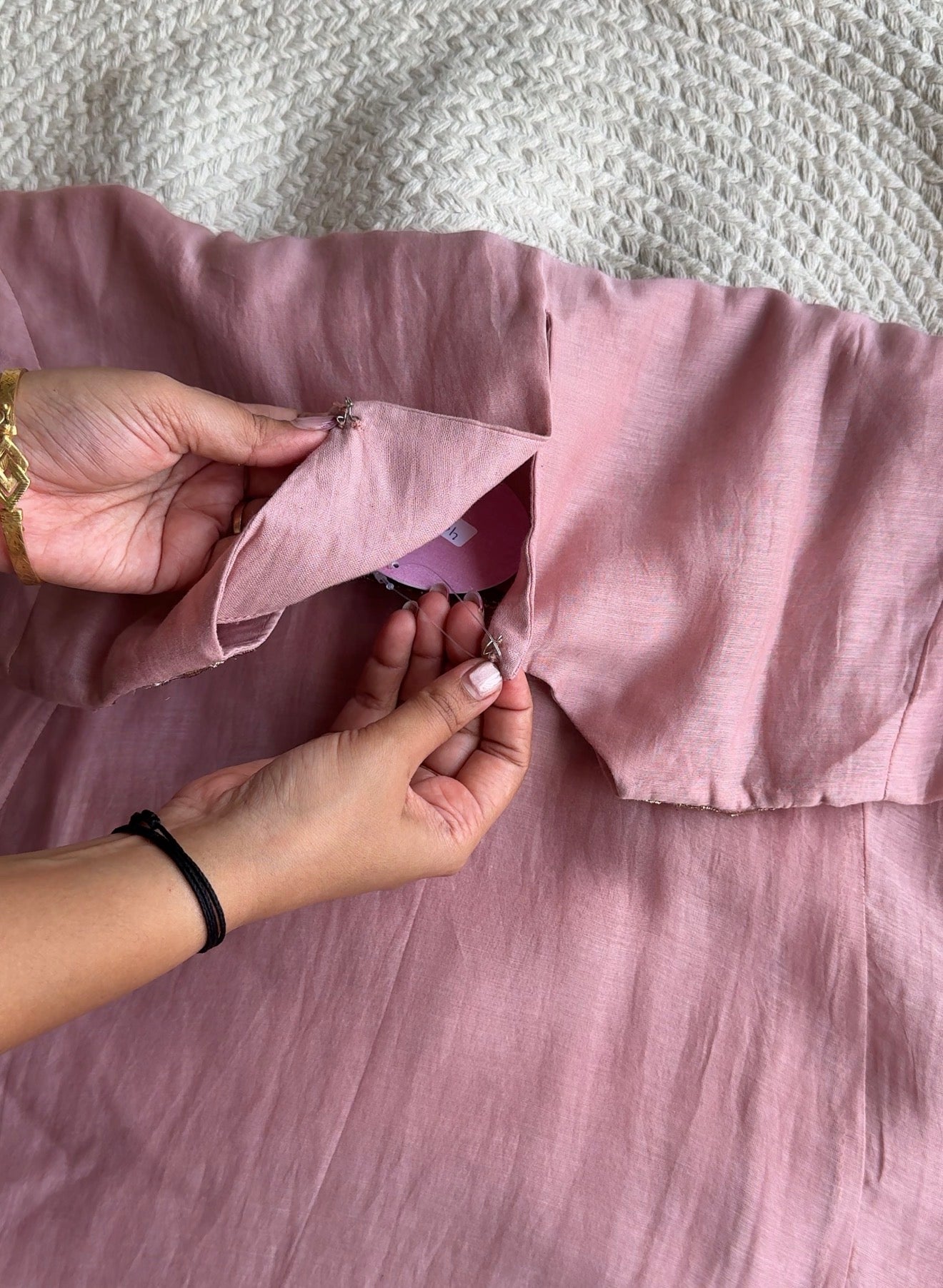 Akshara naksh neckline dress- Baby Pink