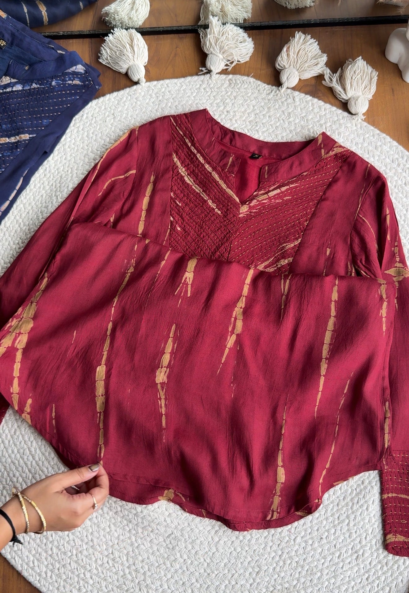 Kiara farshi pants shibori coord set (crimson)