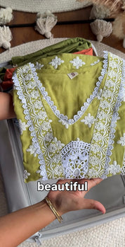 Embroided Coord set - Green
