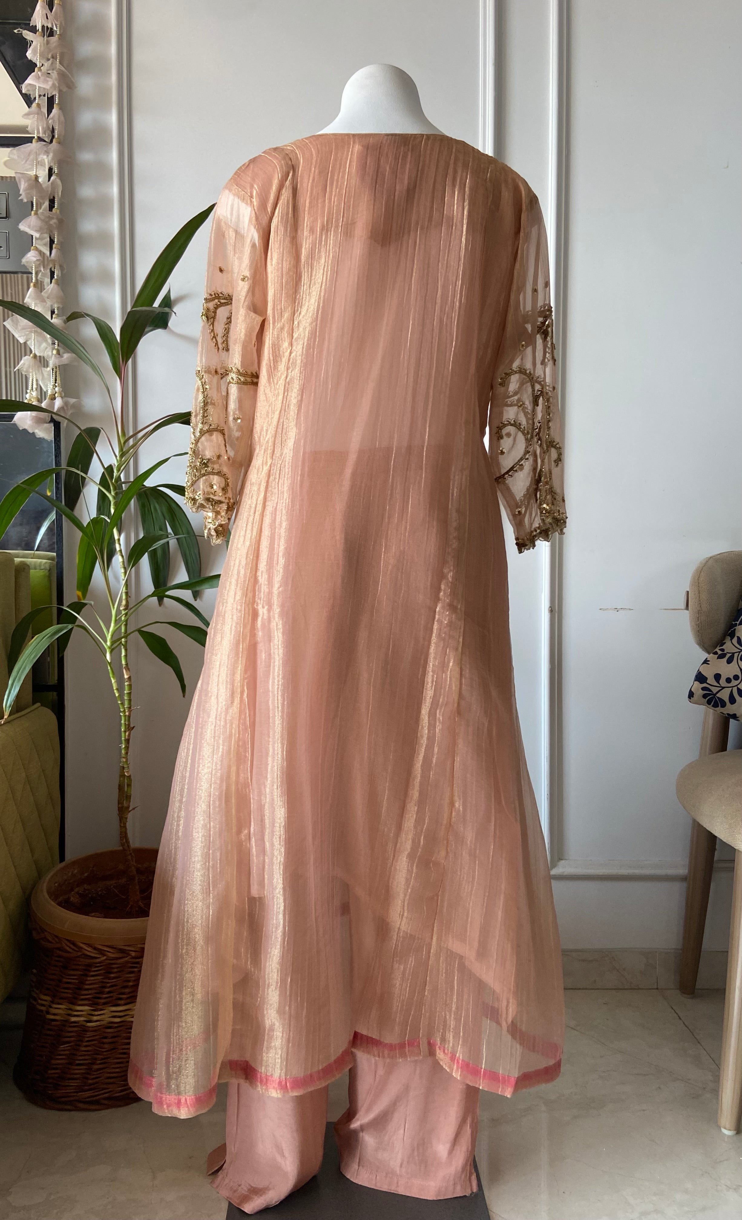 Neha Tissue hand work sleeve a line dress