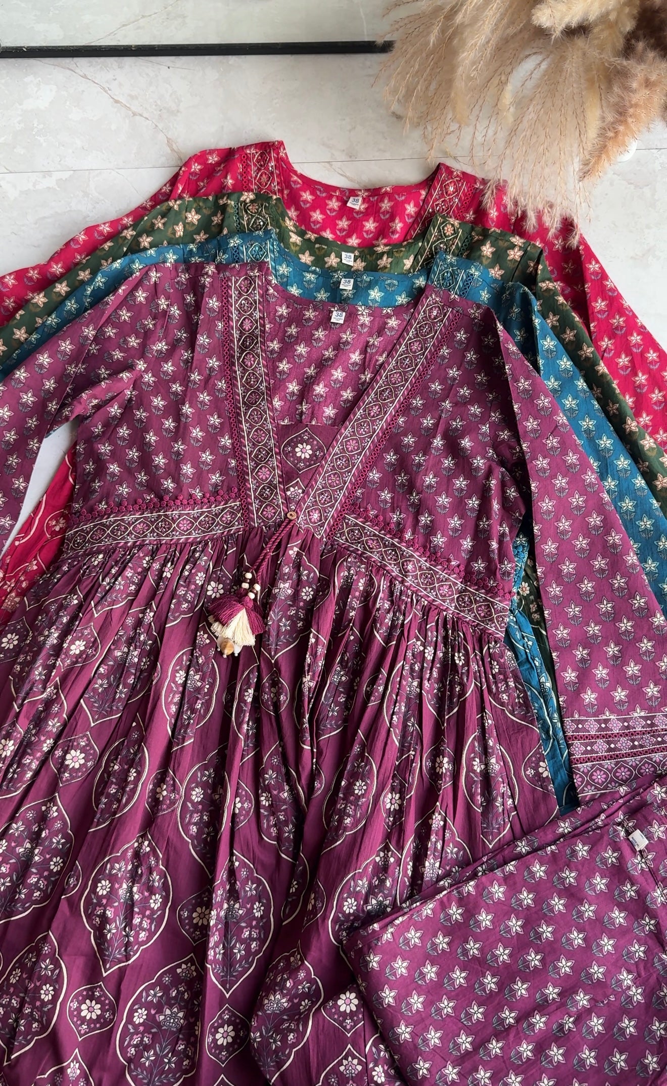 Niyati Cotton Anarkali Dress-Wine