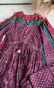 Niyati Cotton Anarkali Dress-Wine