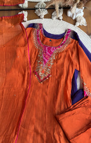 Roshini Bandhej Anarkali Dress- Orange