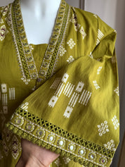 Rooh Cotton Print Dress- Green