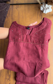 Mul cotton Dress- Maroon