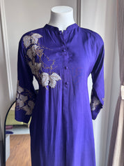 Sampada Applique Patchwork Dress- Purple