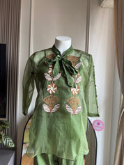 Monali  short top with pant- Green