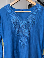 Mehek Aline Mul Chanderi Dress- Blue