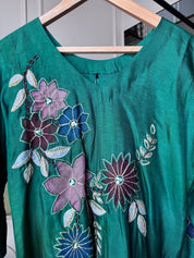 Kriti Russian Silk Embroided Dress- Green