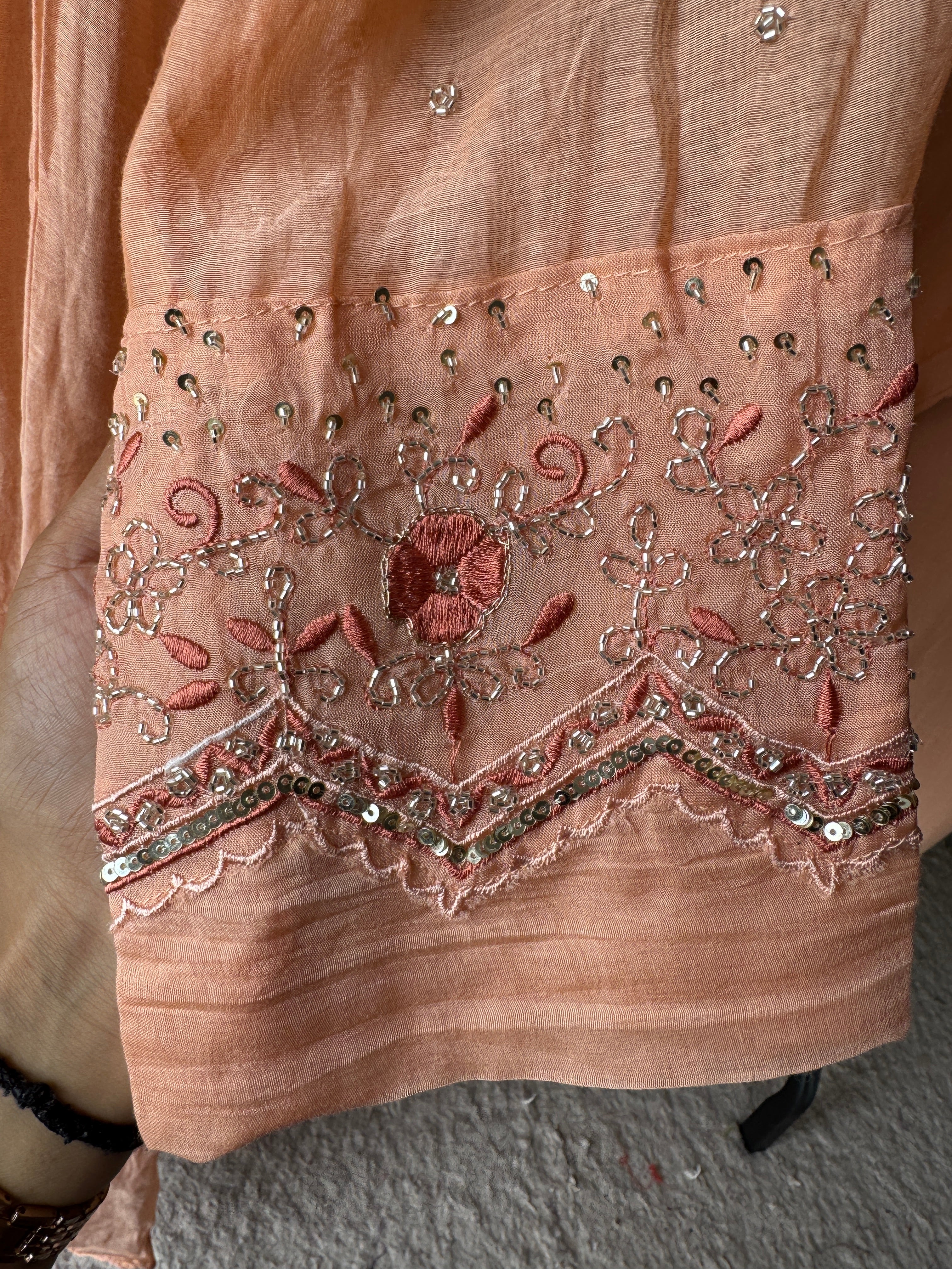 Priyanka Mul Chanderi Pleated Handwork Dress