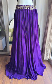 Sita Hand work padded blouse with cancan Lehenga and cover up - Purple (Make to Order)