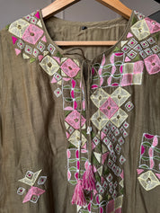 Milly Embroided Dress- Green