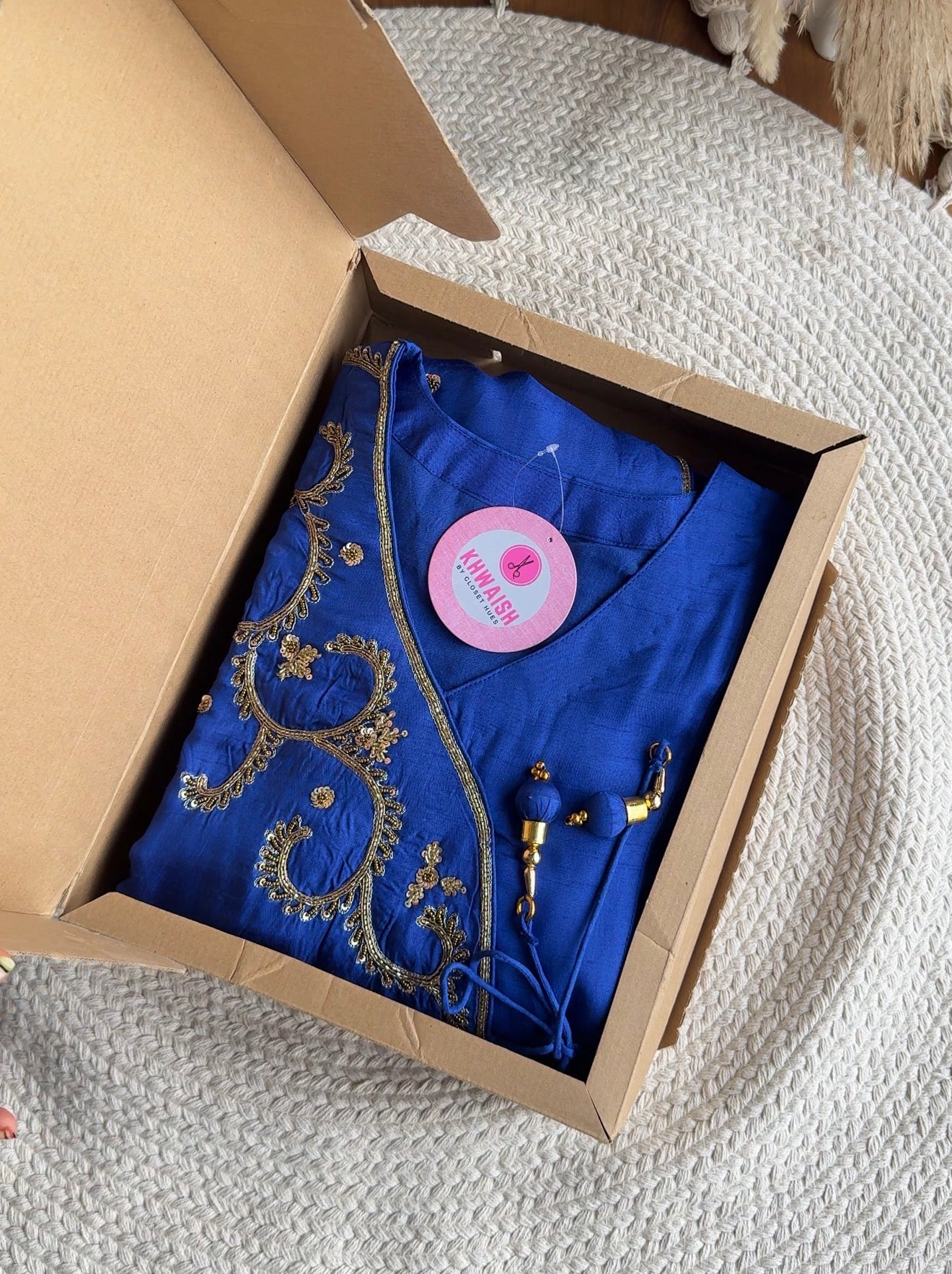 Shagun Angrakha Hand Work Dress- Blue