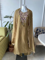 Parvati Embroidered dress with pant mehendi colour