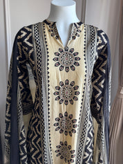 Atissa Abstract Printed Mul Cotton Dress-Black