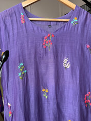 Siya Floral Embroided Mul Chanderi Dress- Lavender