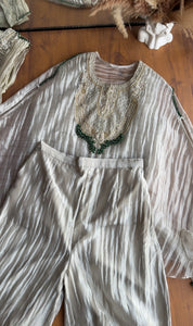 Naksh Short Kaftan With Palazzo Coords-Champgne
