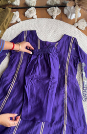 Sona Hand Work Mul Chanderi Dress- Purple (Make to order)