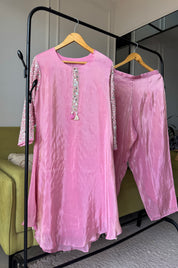 Aisha Heavy Sequin Mirror Work Tissue Organza Kurta With Plazzo