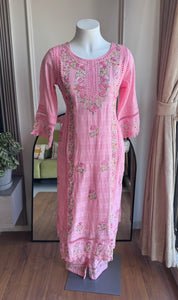 Hrishika Embroidered Rose Dress- Baby Pink