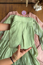 Jhanvi Pleated  Anarkali Dress-Pista Green