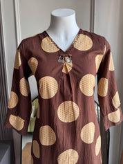 Saloni Polka Dot  Cotton Pocket  Coords- Brown