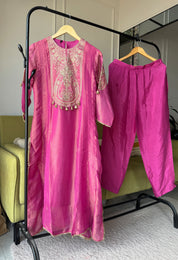 Lisha Tissue Aline Dress- Pinkish Wine