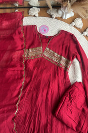 Shashi chunnat sleeve anarkali Dress- Maroon(Preorder 20 days)