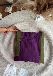 Saarthi Contrast Panel Mul Chanderi Dress- Purple
