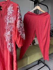 Kanishka Embroided Dress-Rust