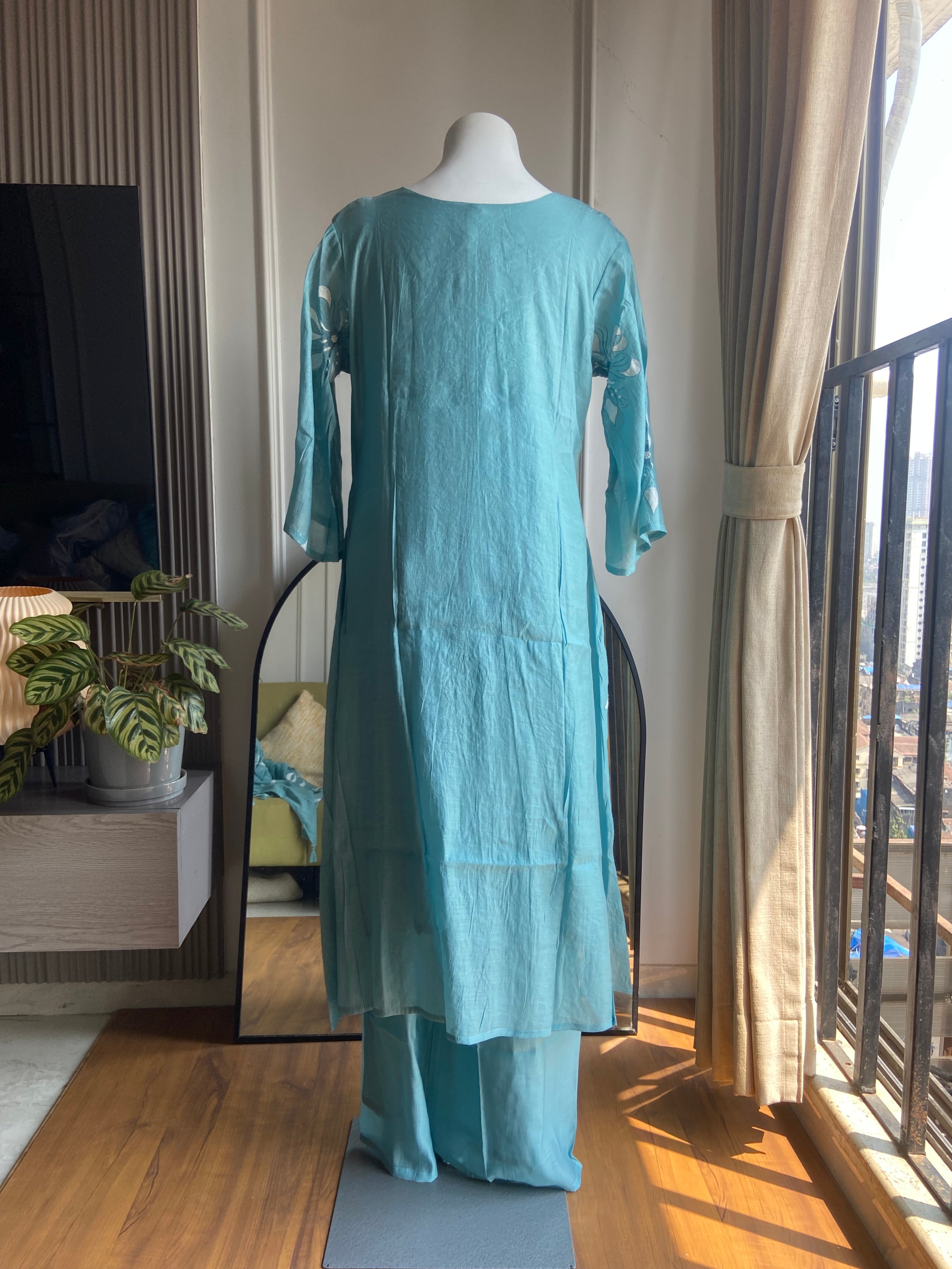 Yana floral kurta plazo dress- blue