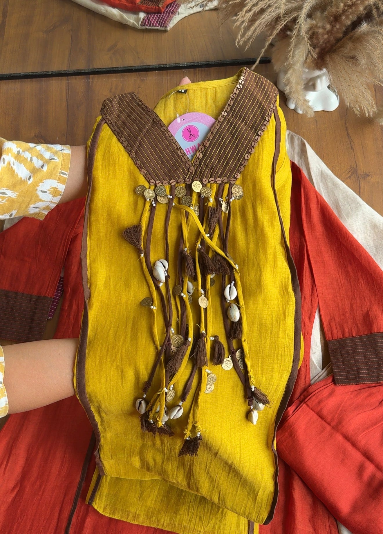 Arohi Tassel And Kaudi Latkan Dress- Yellow