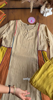 Kiran Banaras Mul Chanderi Multicolour Anarkali - Beige Multicolour