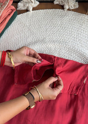 Siona Short Kurta Hand Work Dress With Sleeve Option- Rust