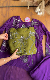 Farheen Short Kurta Layered With Floral Sequin Coords-Zaitoon Jive