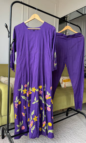 Sakhi Handwork Cotton Dress- Purple