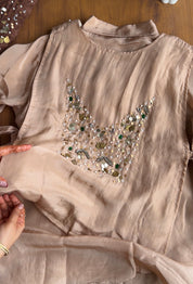 Vani Silk Coord Set- Peach