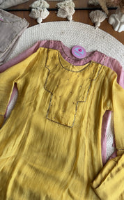 Akshara naksh neckline dress- Yellow