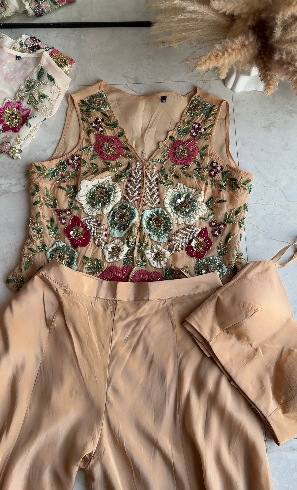 Payal Handwork Jacket With Padded Top And Super Flare Plazzo