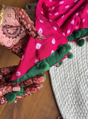 Chavi Bandhani Coords- Green with Pink