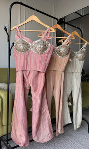 Dazzle Corset Top With Bell Bottoms Pants Full Handwork (Make to Order)