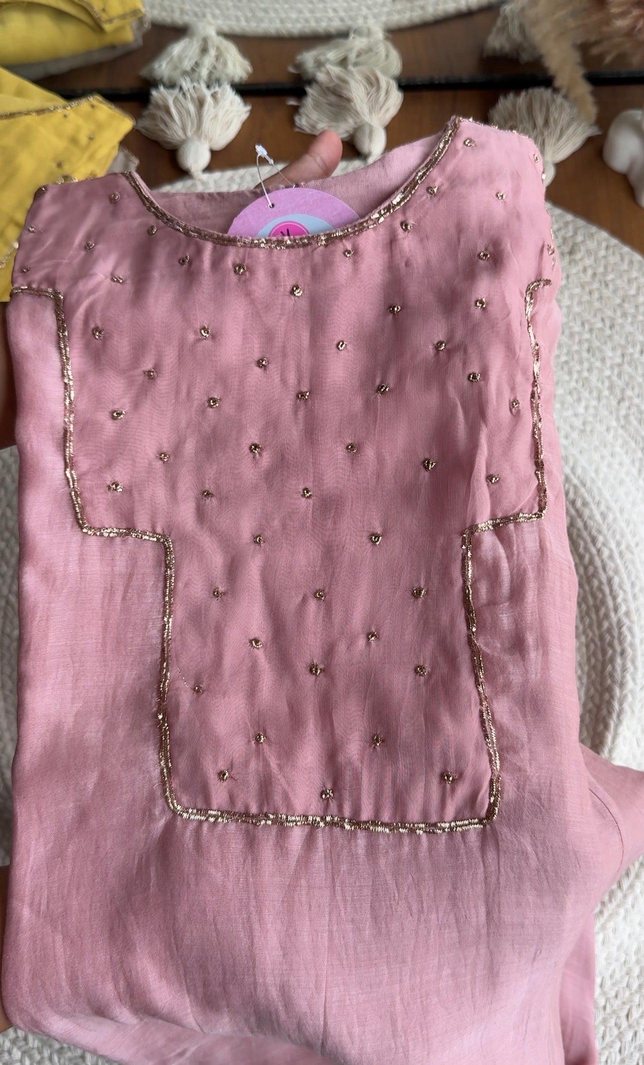 Akshara naksh neckline dress- Baby Pink
