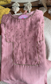 Akshara naksh neckline dress- Baby Pink